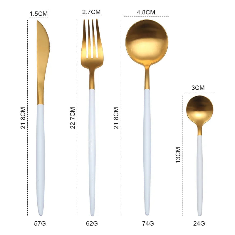 Gold Cutlery Set Fork Spoon Knife Chopsticks