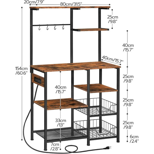 Large Bakers Rack with Power Outlets