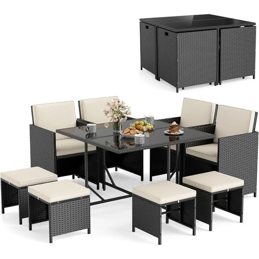 Space Saving Wicker Sectional Conversation Set