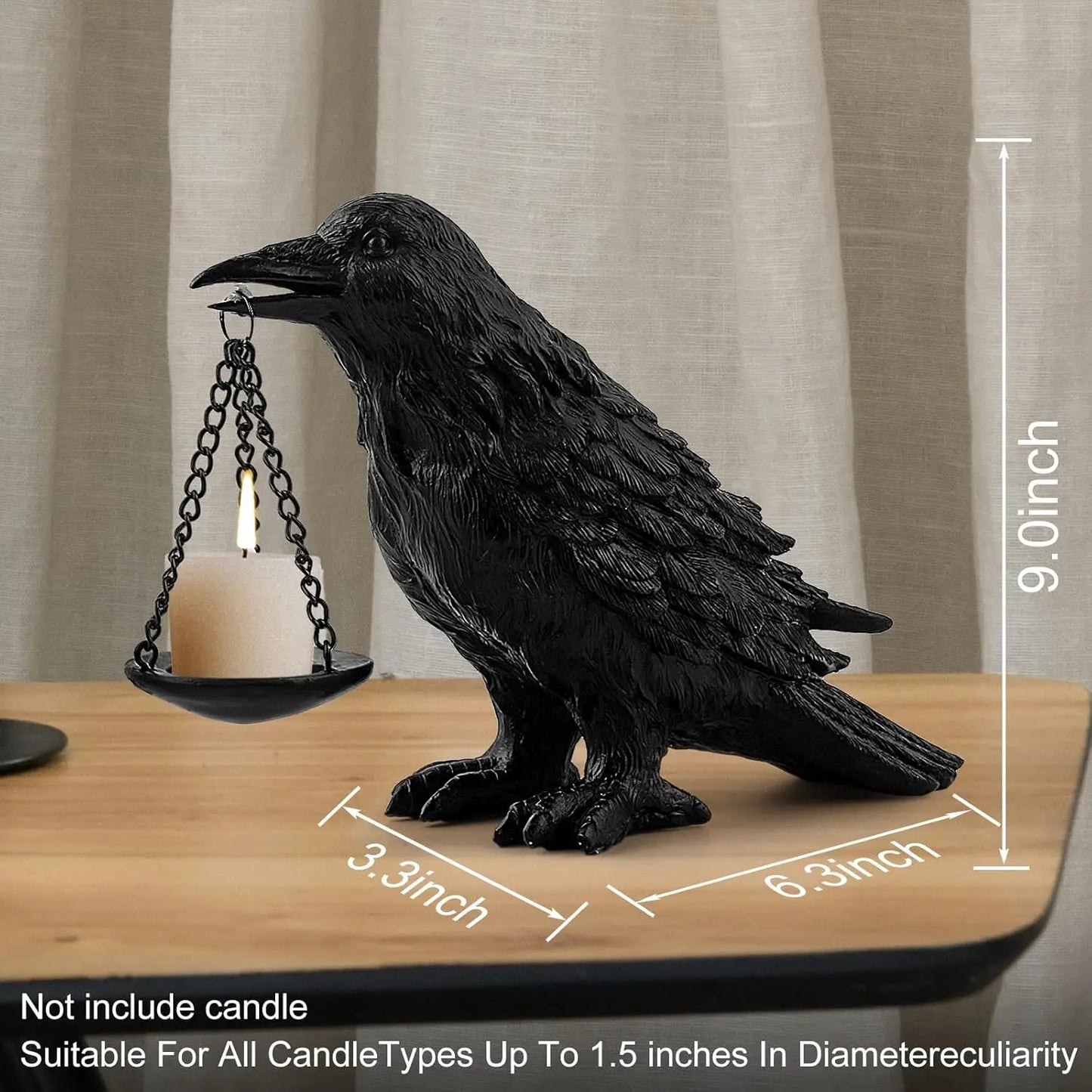Gothic Crow Lamp With Tealight Holder