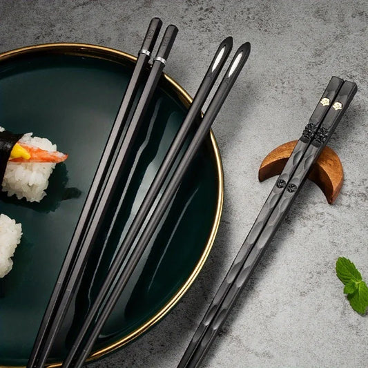 10-Pack Black Alloy Chopsticks