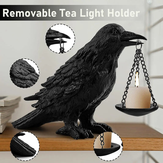Gothic Crow Lamp With Tealight Holder