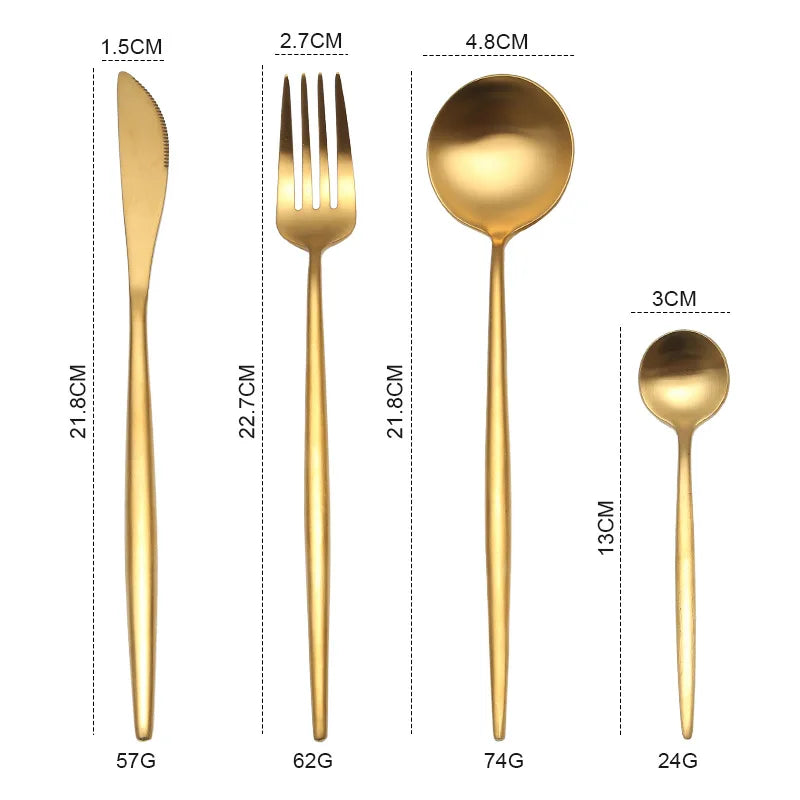 Gold Cutlery Set Fork Spoon Knife Chopsticks