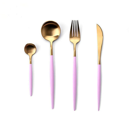 Gold Cutlery Set Fork Spoon Knife Chopsticks