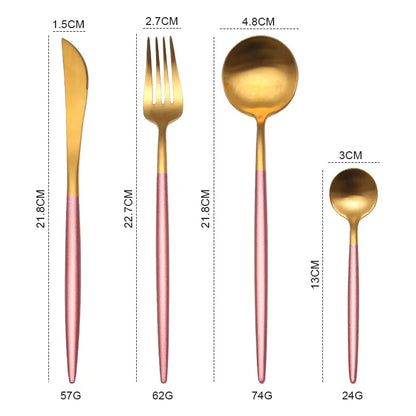 Gold Cutlery Set Fork Spoon Knife Chopsticks