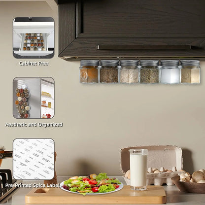 Hexagon Magnetic Glass Spice Jars
