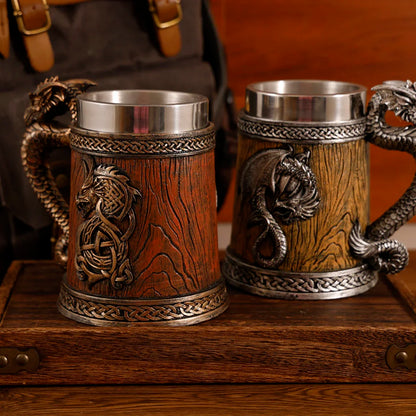 Medieval Large Dragon Barrel Beer Tankard