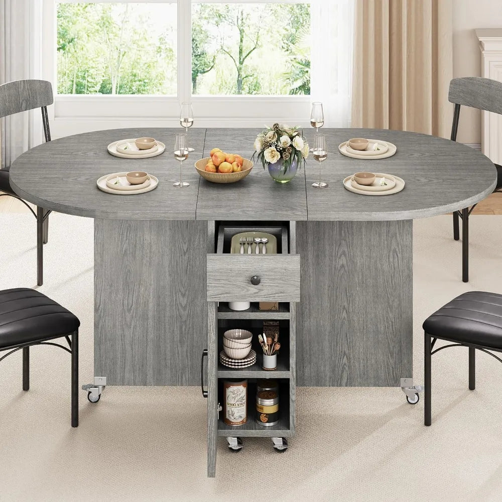 Foldable Dining Table With Storage Drawer
