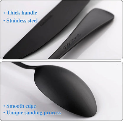 Black Skull Pattern Flatware Set For Eight