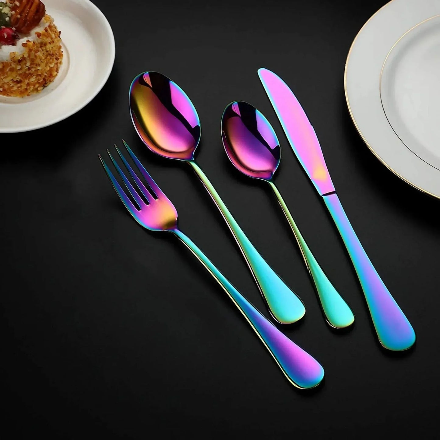Iridescent Cutlery Utensils Set Service For Six