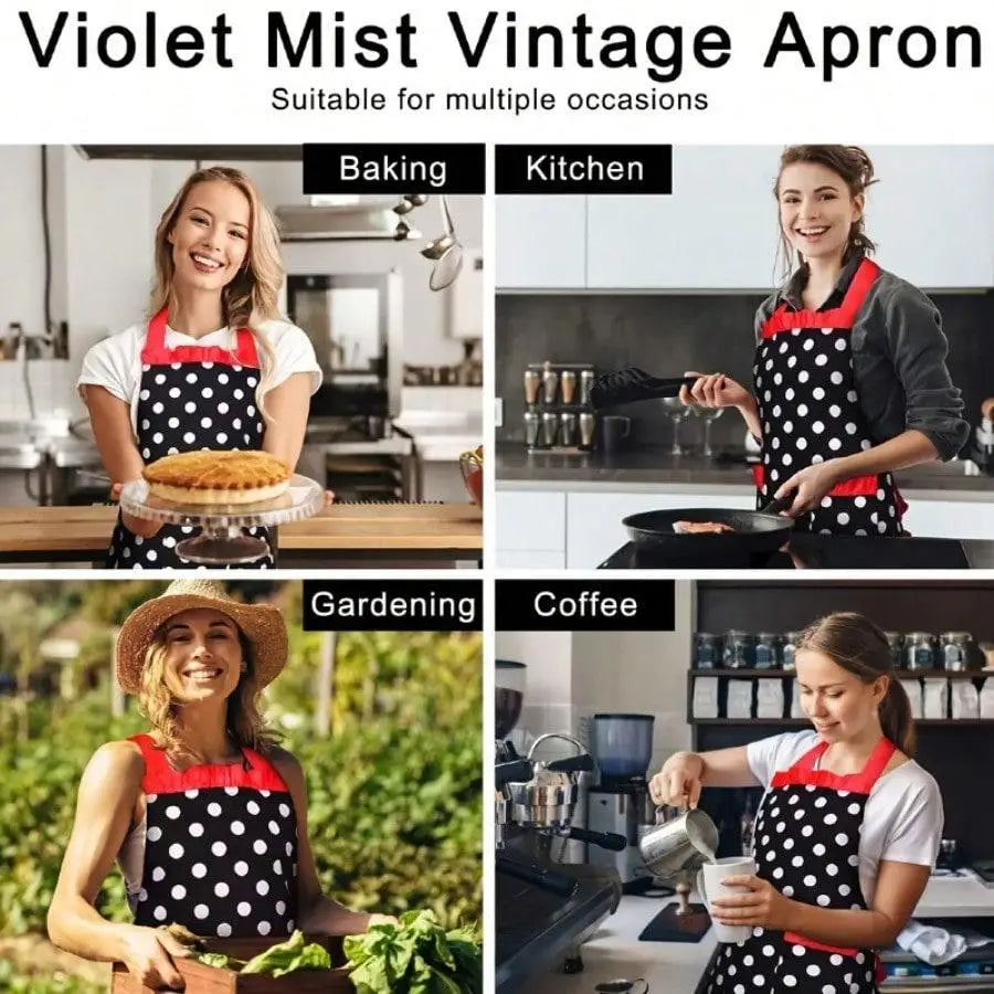 Retro Polka Dot Apron With Pockets