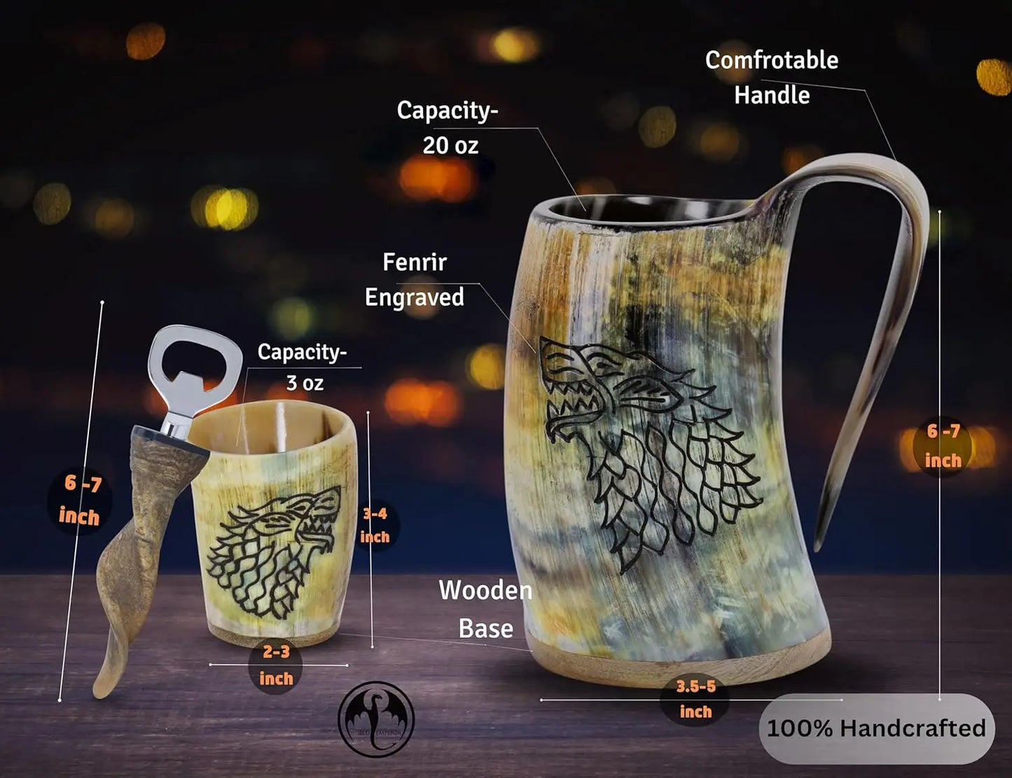 Viking Drinking Horn Mug Set