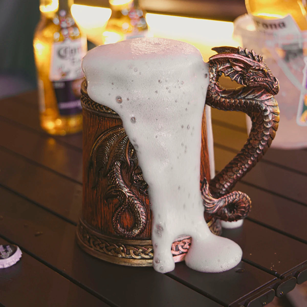 Medieval Large Dragon Barrel Beer Tankard