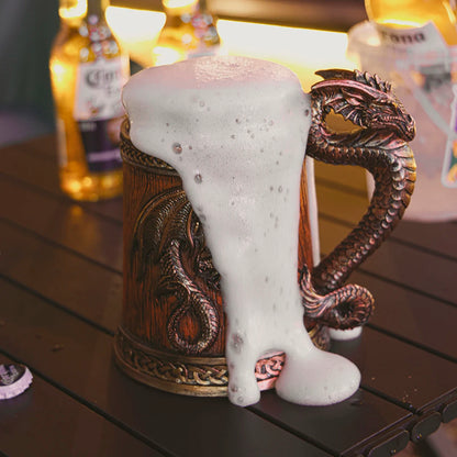 Medieval Large Dragon Barrel Beer Tankard