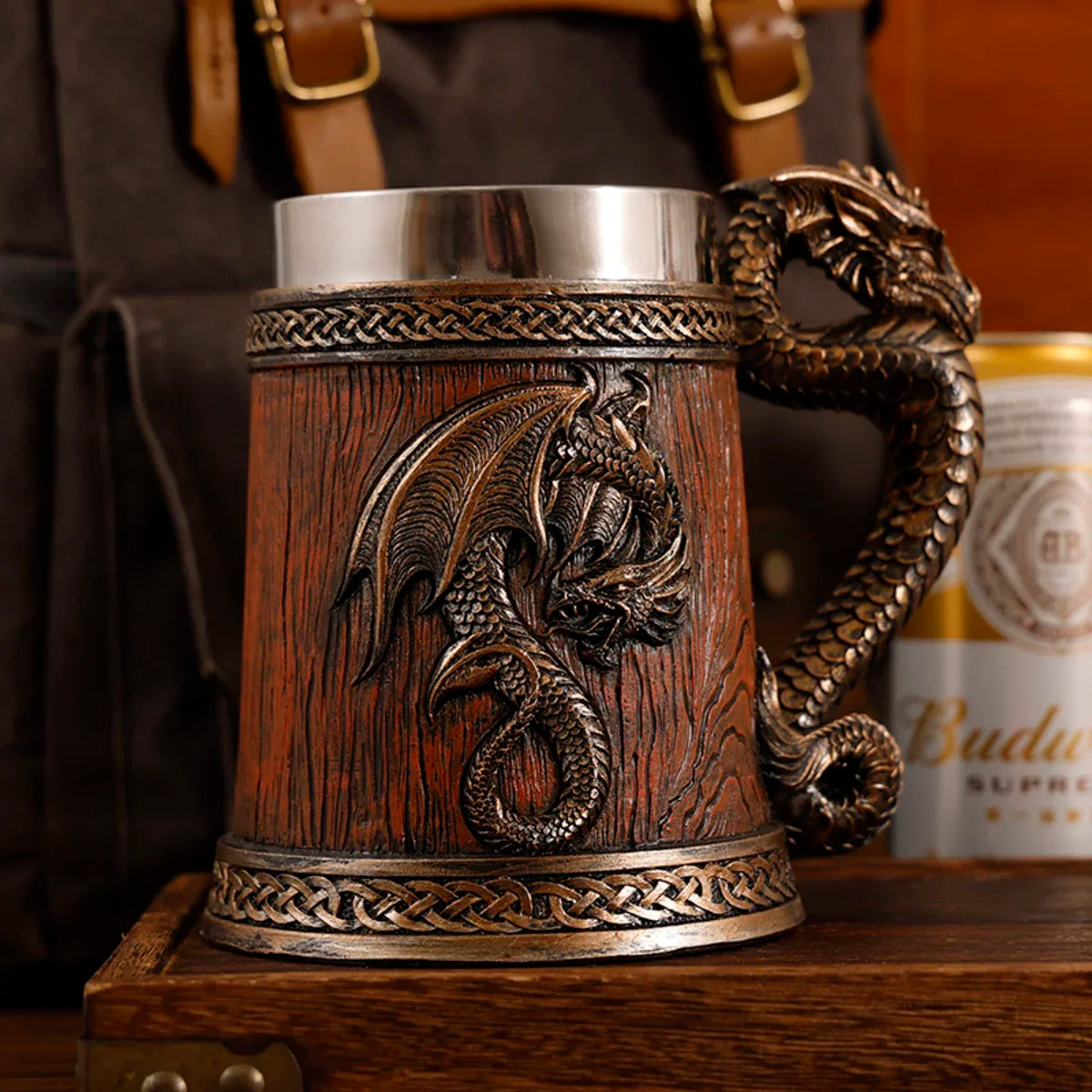Medieval Large Dragon Barrel Beer Tankard