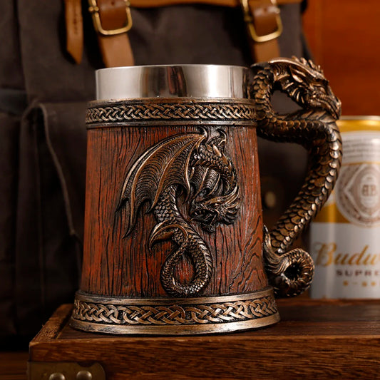 Medieval Large Dragon Barrel Beer Tankard