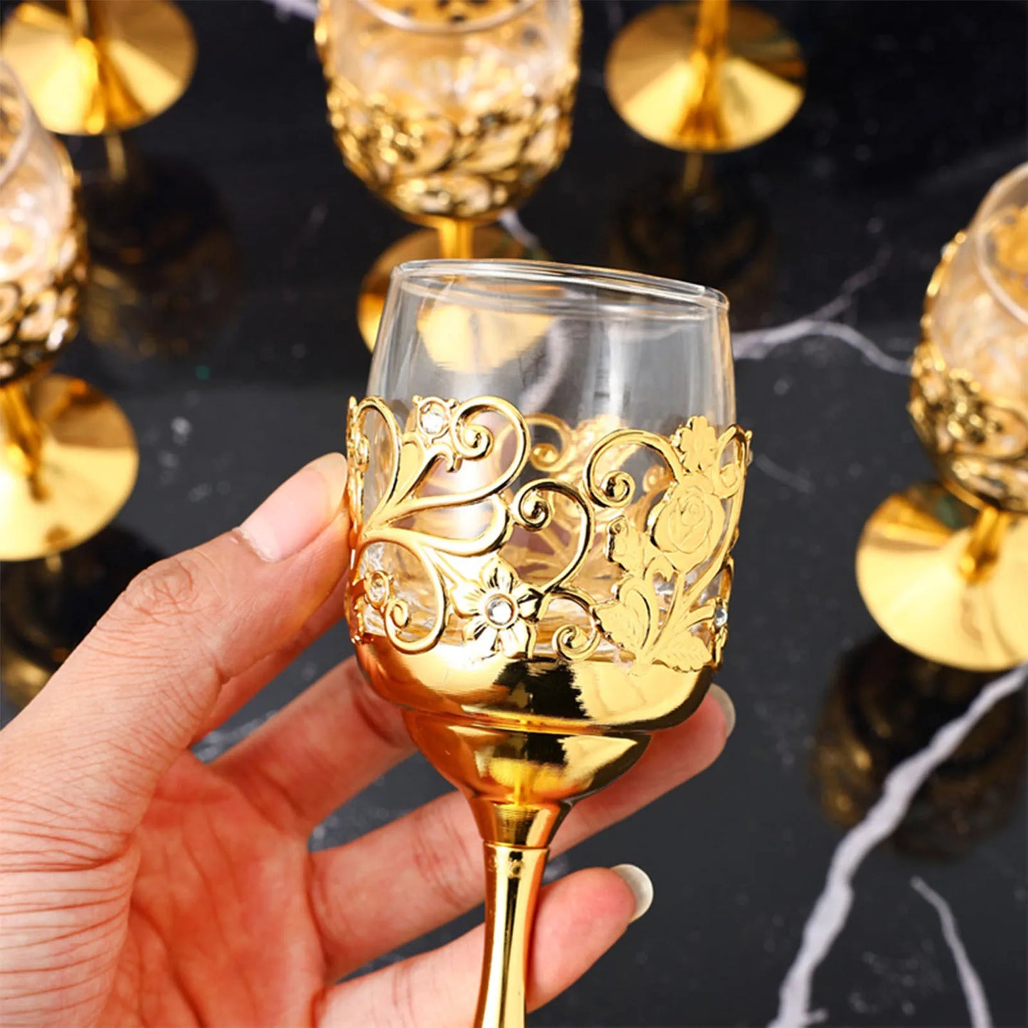 Golden Goblet Wine Glass