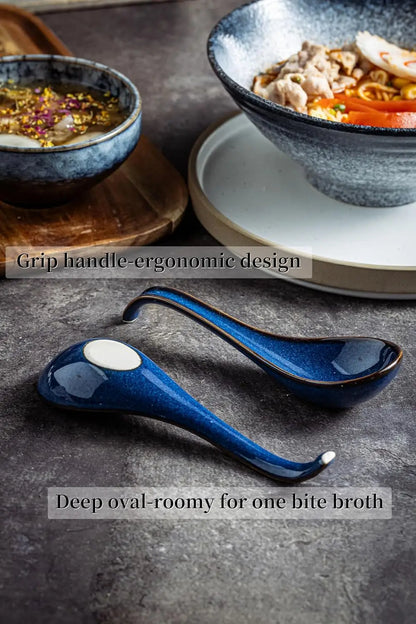 6-Piece Ceramic Deep Soup Spoons Set