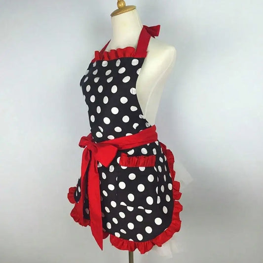 Retro Polka Dot Apron With Pockets
