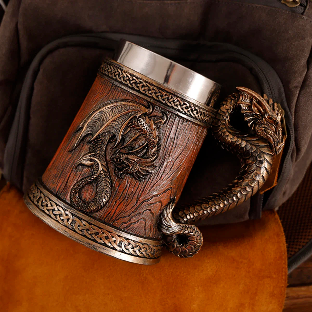 Medieval Large Dragon Barrel Beer Tankard
