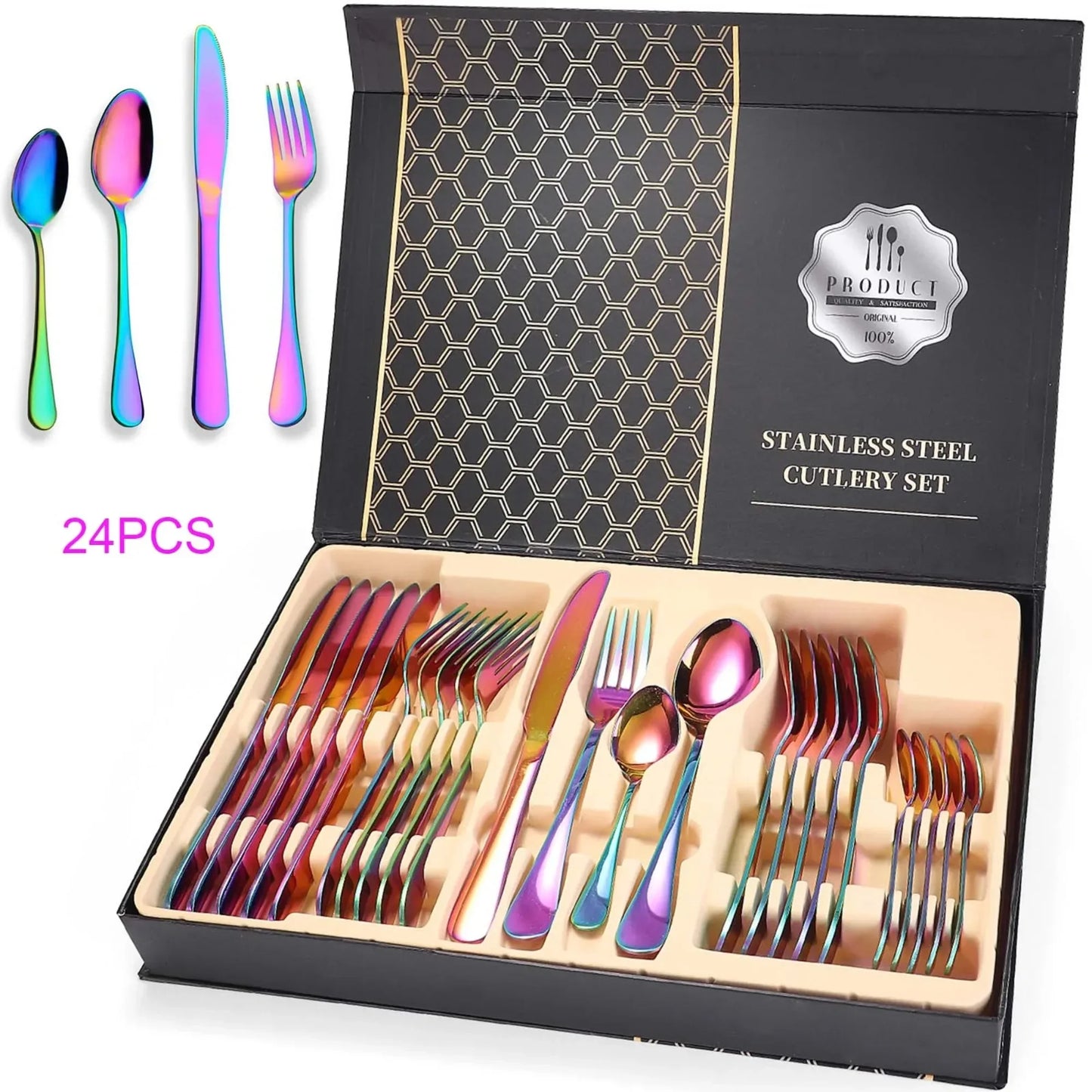 Iridescent Cutlery Utensils Set Service For Six