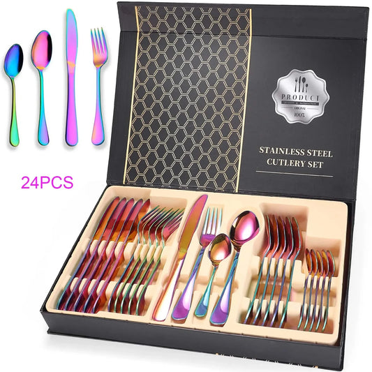 Iridescent Cutlery Utensils Set Service For Six