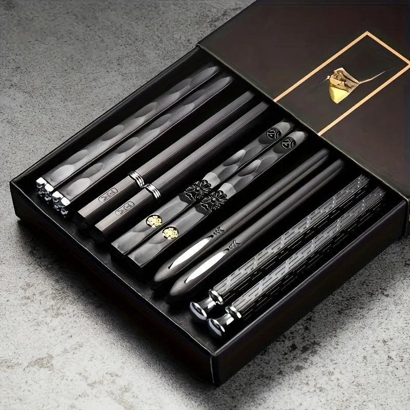 10-Pack Black Alloy Chopsticks