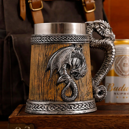 Medieval Large Dragon Barrel Beer Tankard