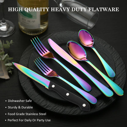 Rainbow  Silverware Set Service For Four