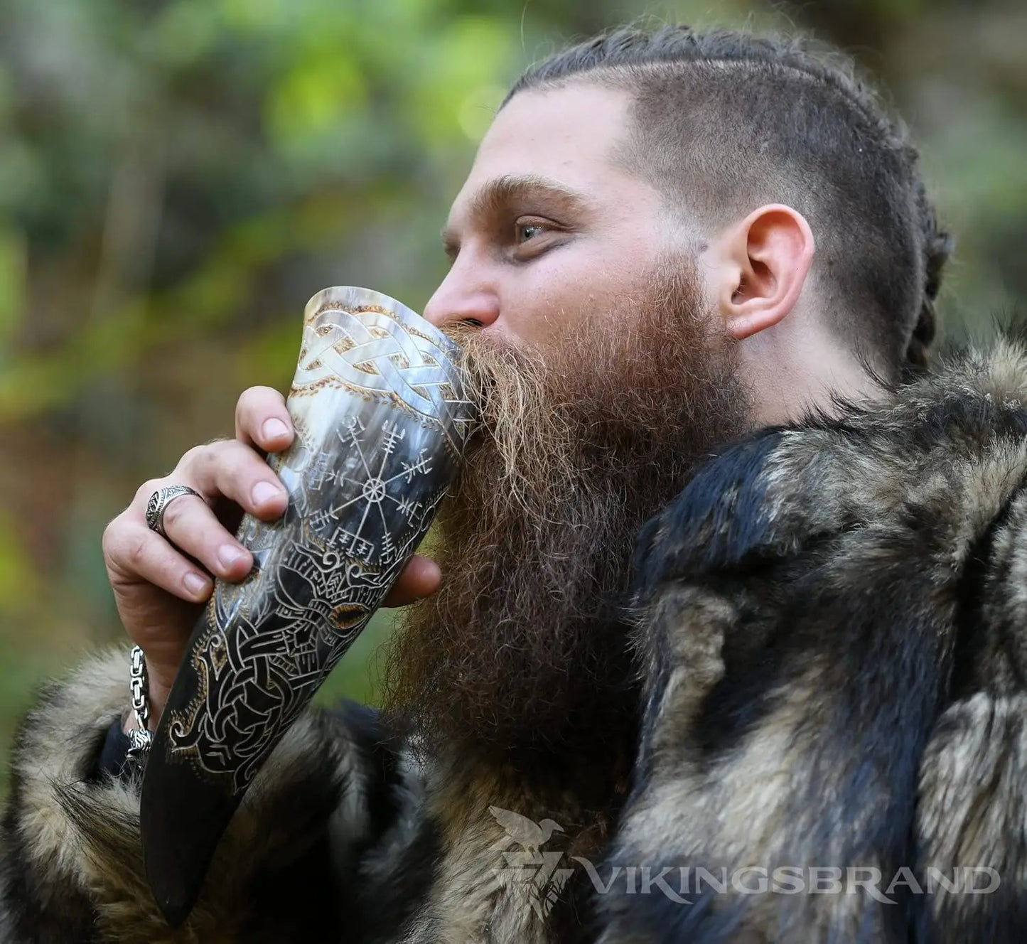 Handmade Viking Drinking Horn Set With Stand