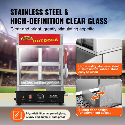 Hot Dog Steamer With Bun Warmer