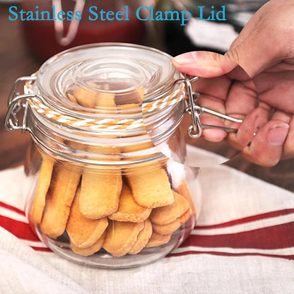 Airtight Glass Jars 6 Set Wide Mouth