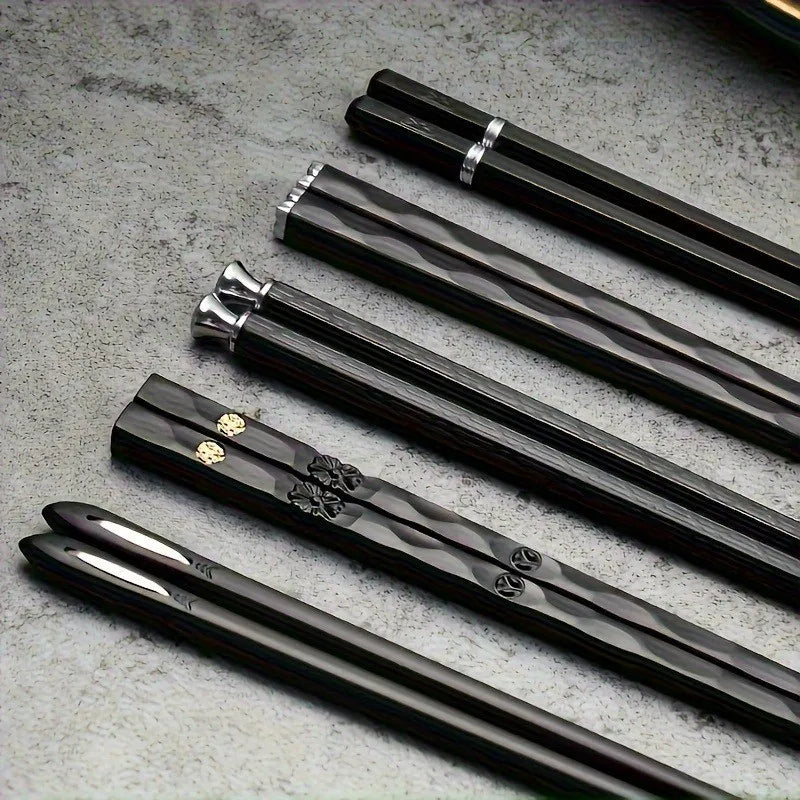 10-Pack Black Alloy Chopsticks