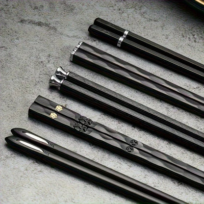 10-Pack Black Alloy Chopsticks