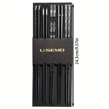 10-Pack Black Alloy Chopsticks