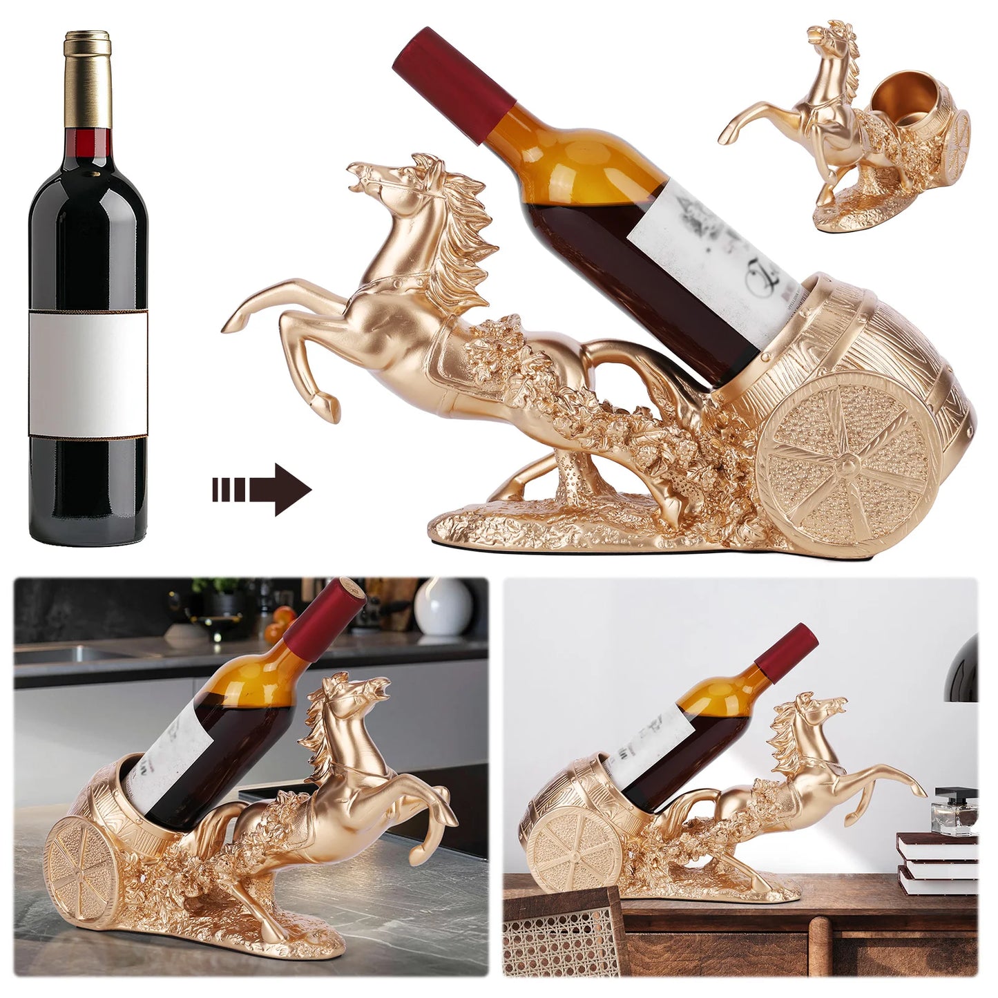 Brown Horse Sculpture Wine Rack