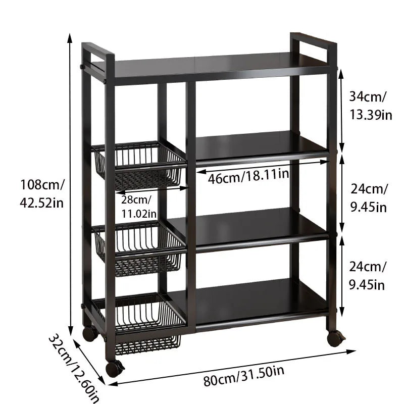 Multi Functional Movable Cabinet Storage Rack
