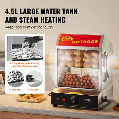 Hot Dog Steamer With Bun Warmer