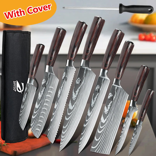 Stainless Steel Chef Knife Set With Bag