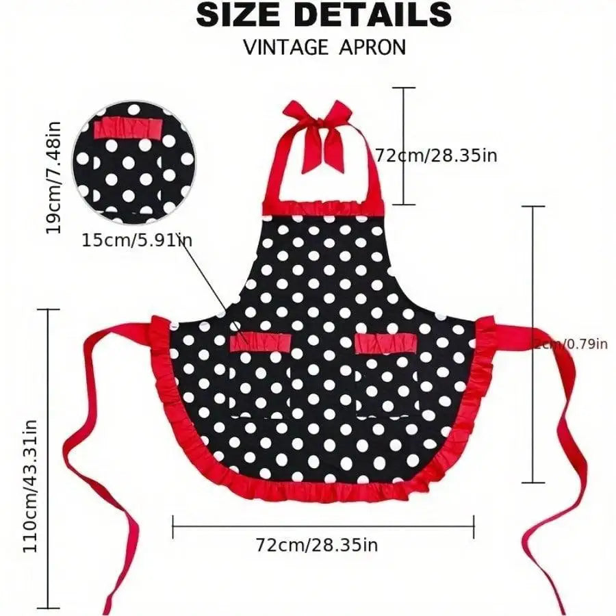 Retro Polka Dot Apron With Pockets
