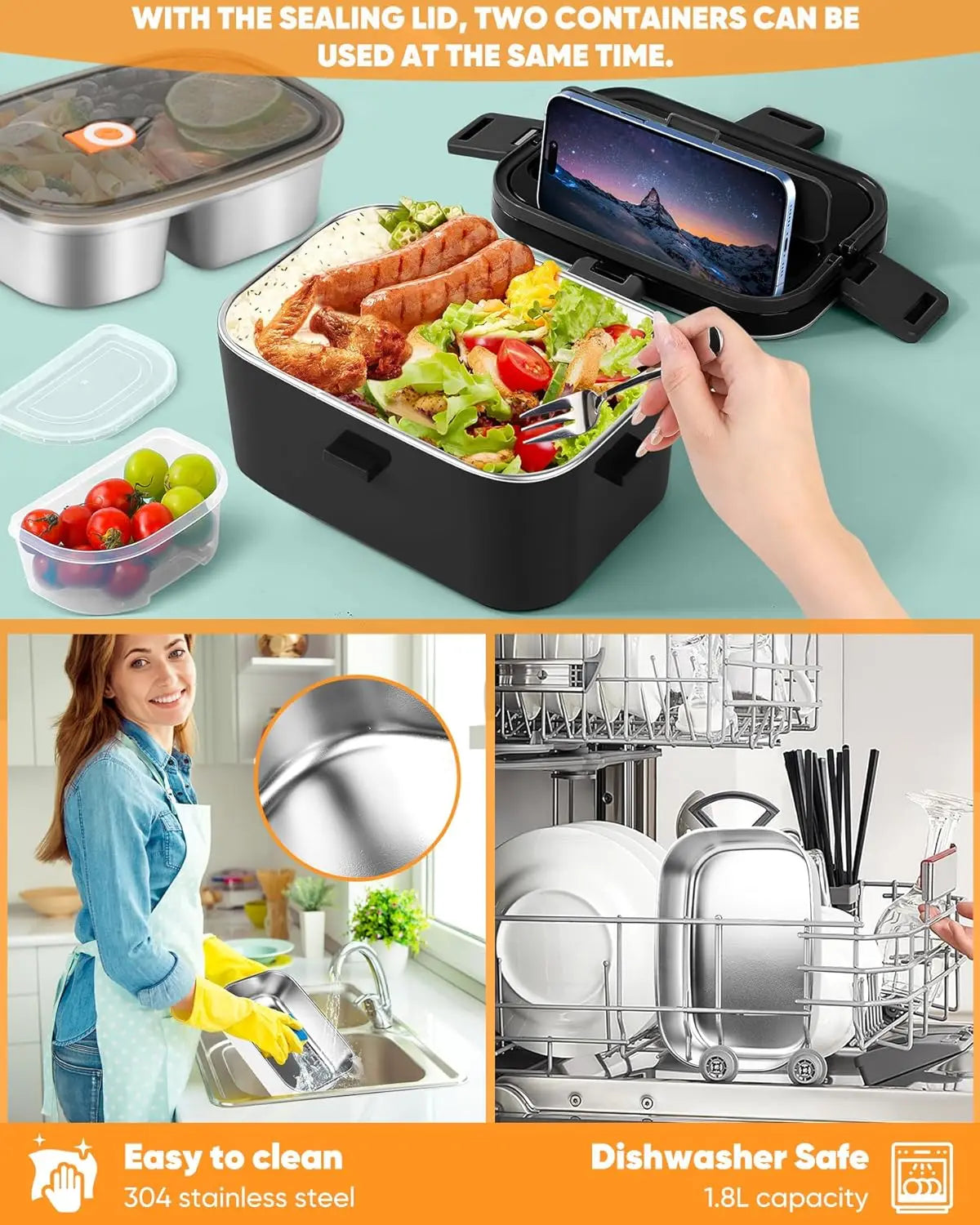 Portable Heated Lunch Box For Car, Work