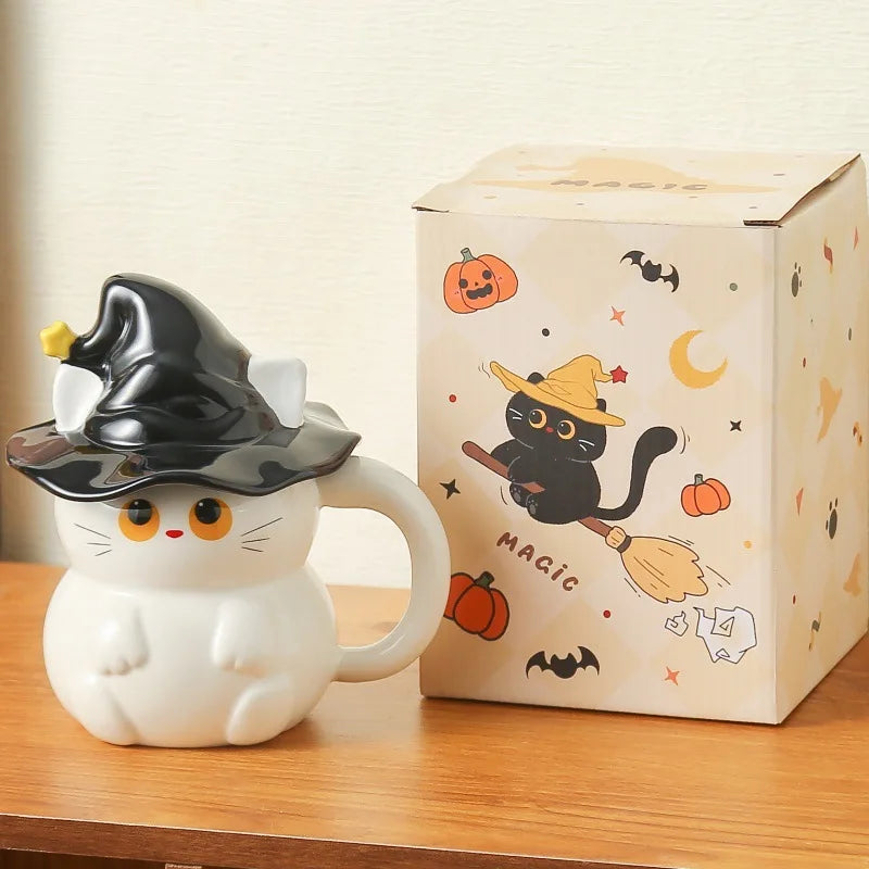 Magic Hat Cat Ceramic Mugs With Lid