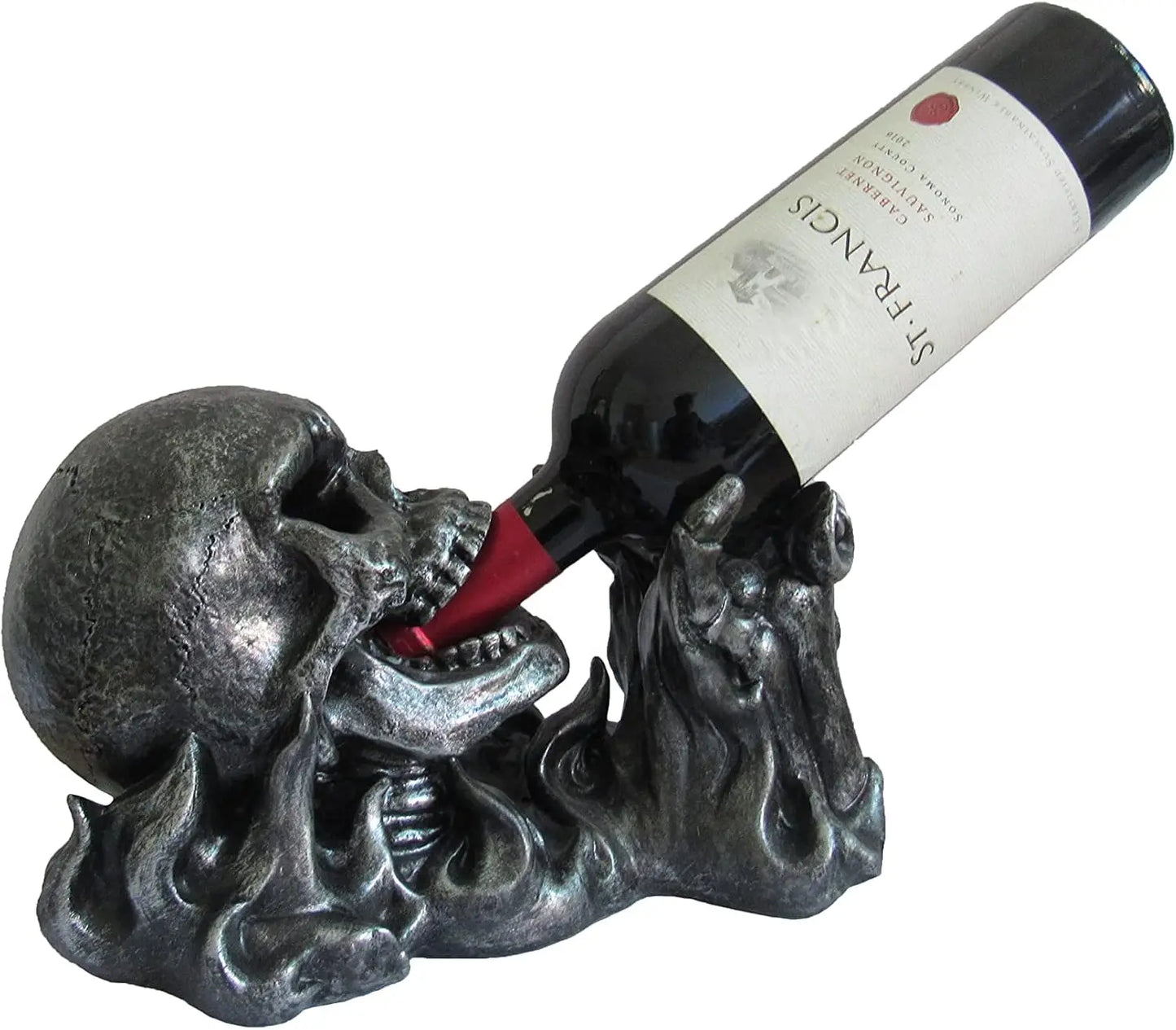 Flame Skull Wine Bottle Holder