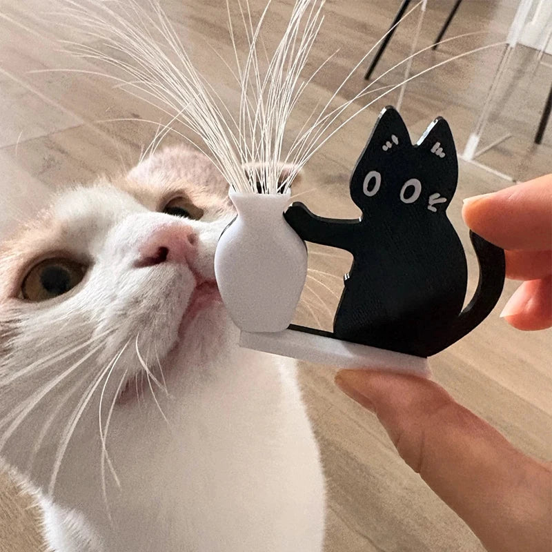 Refrigerator Magnets Black Cat Pushing Vase