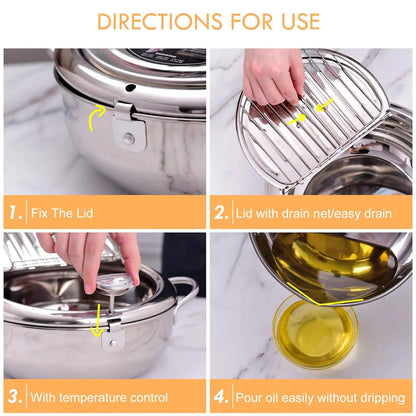 Japanese Deep Fryer Pot With Oil Drain
