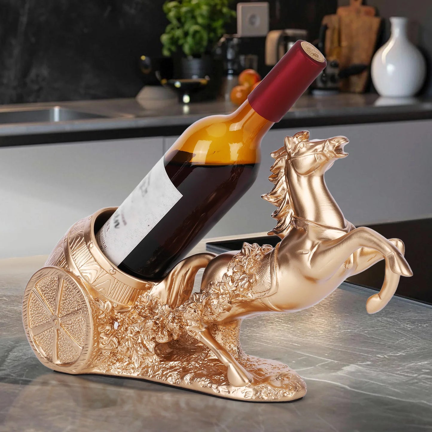 Brown Horse Sculpture Wine Rack