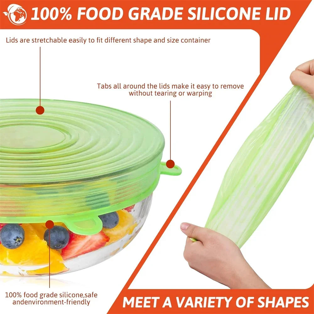 Silicone Stretch Lids For Fresh Food Leftovers