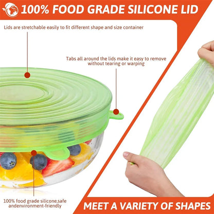 Silicone Stretch Lids For Fresh Food Leftovers