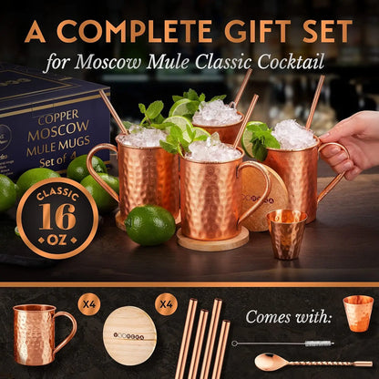 Handcrafted Copper Moscow Mule Mug Set