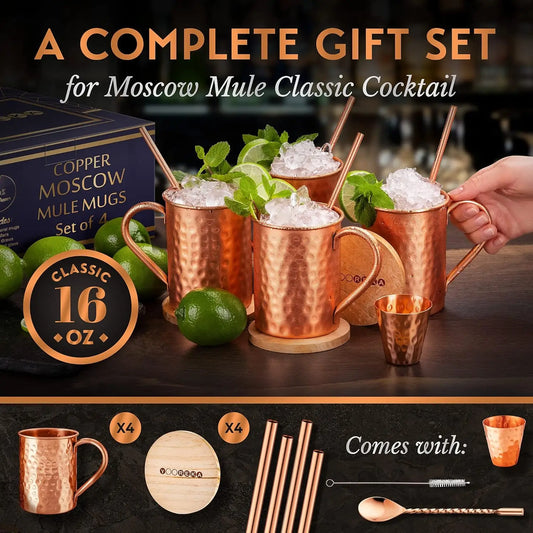 Handcrafted Copper Moscow Mule Mug Set